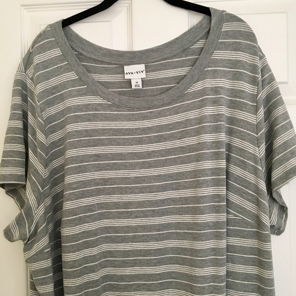 EUC Ava & Viv 3x gray/white striped swing dress